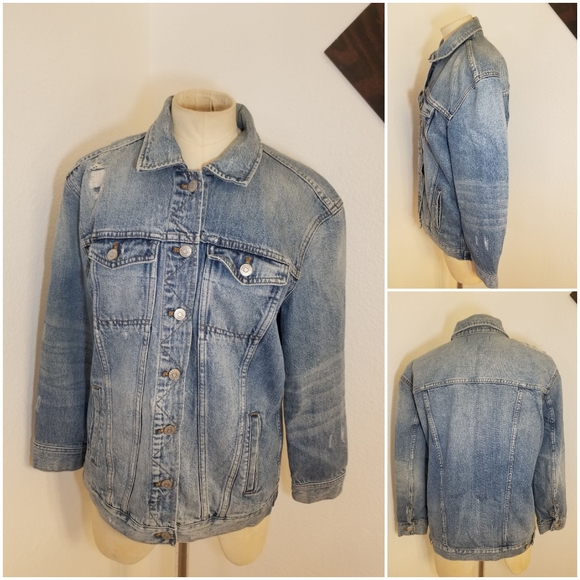 Madewell Sz S Oversized Distressed Denim Jacket C5791 - Picture 2 of 7